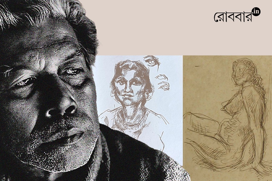 Figurative sketch of Ramkinkar Baij by Prakash Das। Robbar