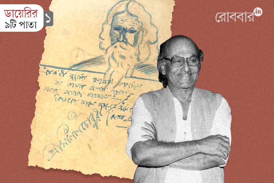 Salil Chowdhury notebook writing about Tagore | Robbar